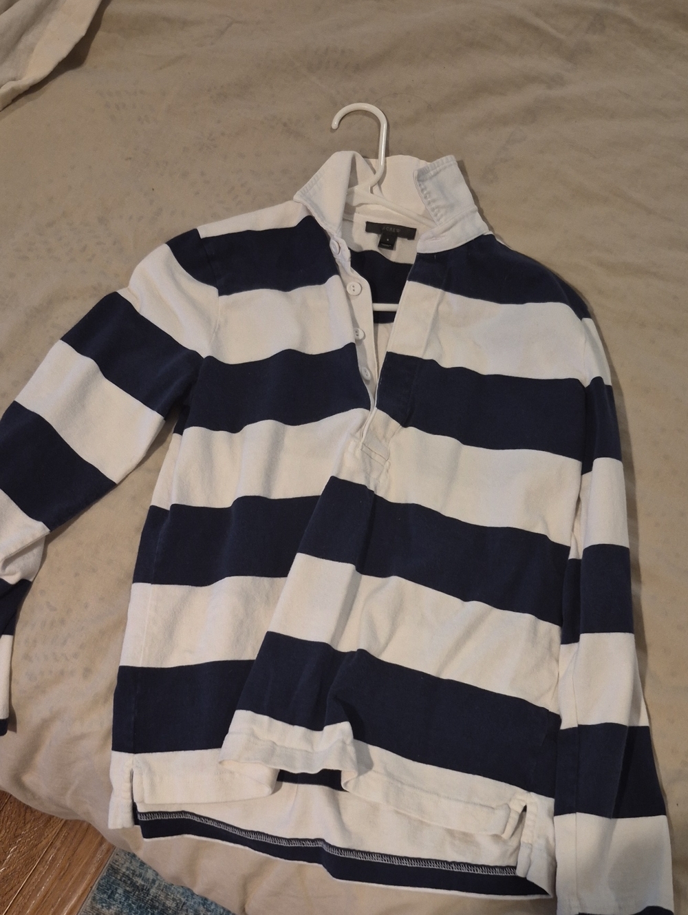 J.Crew Striped Rugby Pullover in Navy and White